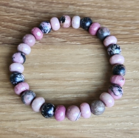 Rhodonite Bead Stretch Bracelet - Picture 6 of 9